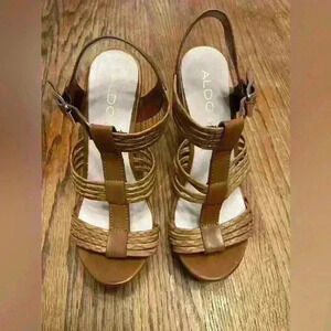 Aldo Brown and Tan Heeled Sandals